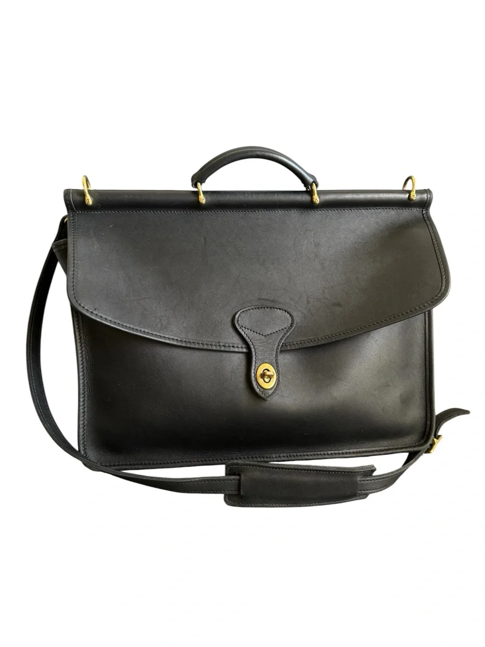Jack Georges Black Leather Briefcase Metropolitan Beekman Style Messenger Bag